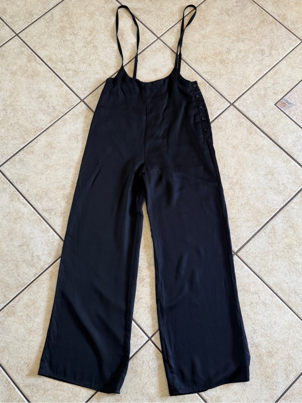 Sorella Moon Black Wide Leg Overalls Jumpsuit Medium Tencel Minimalist